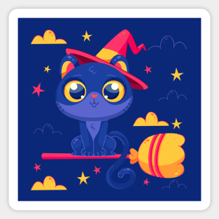 Halloween Witch Kitty Sticker